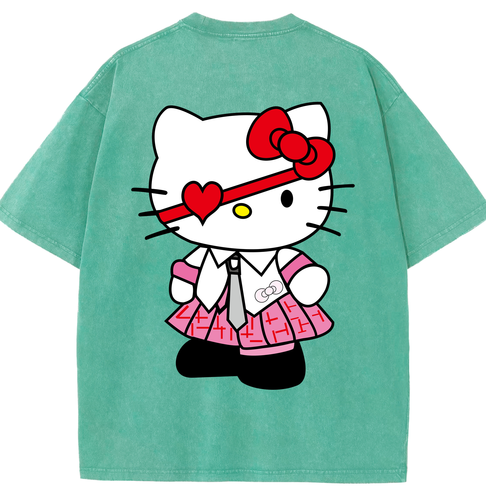 （画像用） Hello Kitty ハローキティ 綿100% ヴィンテージ風 半袖Tシャツ（背面プリント）